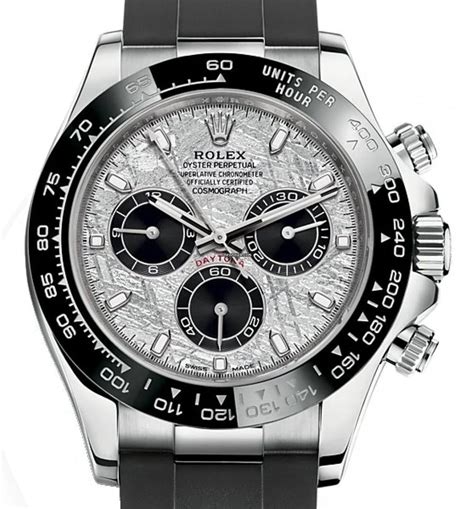 rolex daytona 18kt white gold|daytona white gold meteorite dial.